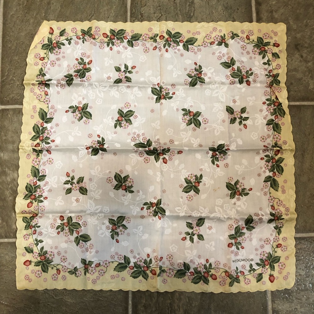 Vintage Wedgwood Yellow-Edged Strawberry Handkerchief
